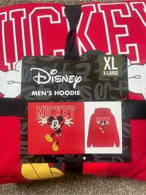 Disney Red Mickey Pullover Hoodie with Yellow Graphic